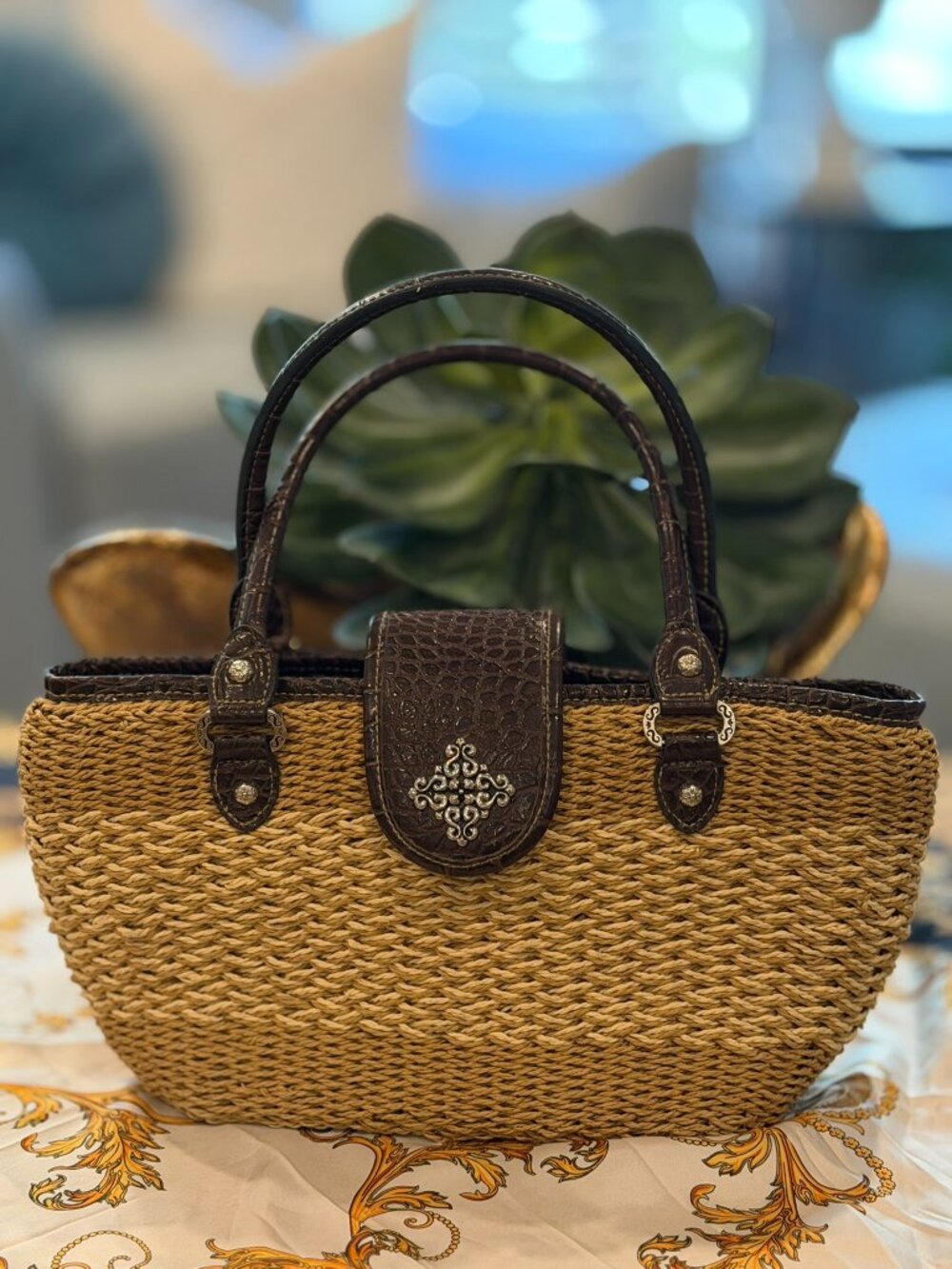 Vintage Brighton woven straw tote bag
